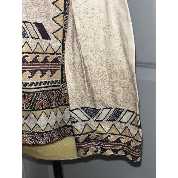 Womens Southwestern Aztec Print Shirt Size XXL Top Tan Stretch Comfort L/S - Picture 6 of 9